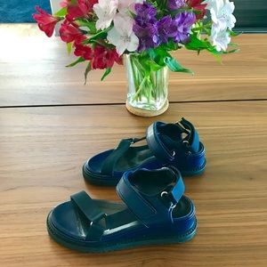 French Sandals in Rich Blue w/ Silver Details.
